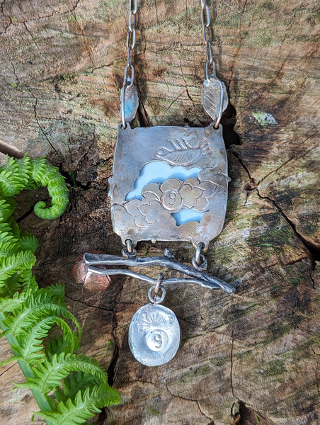Bird Enamel with Opal and branch