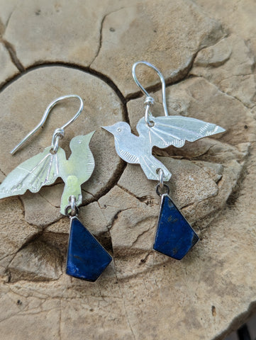 Flying Birds with Lapis Earrings