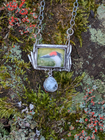 Crane with White Buffalo Necklace