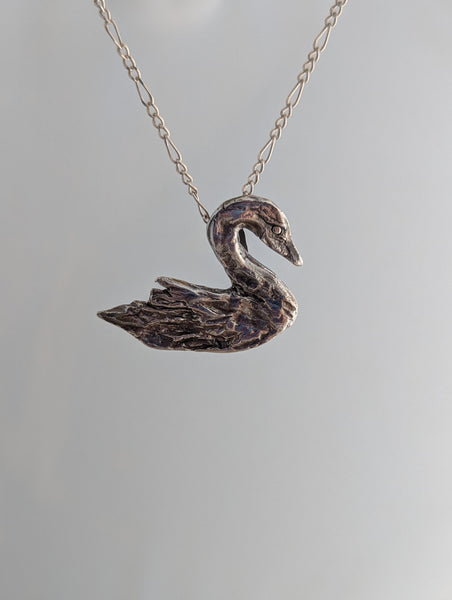Fine Silver Swan Necklace