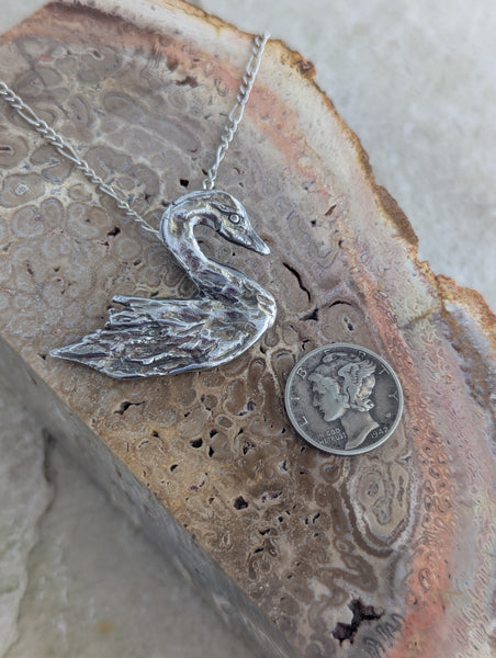 Fine Silver Swan Necklace